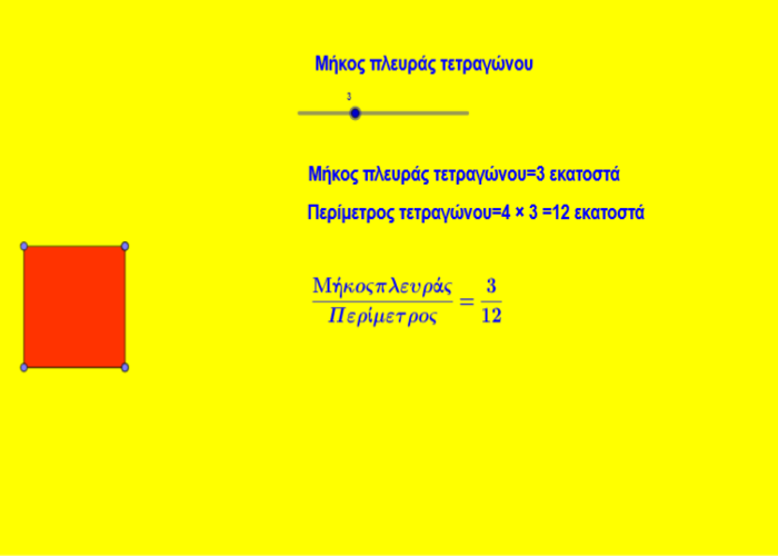 Λόγος του μήκους πλευράς προς περίμετρο τετραγώνου